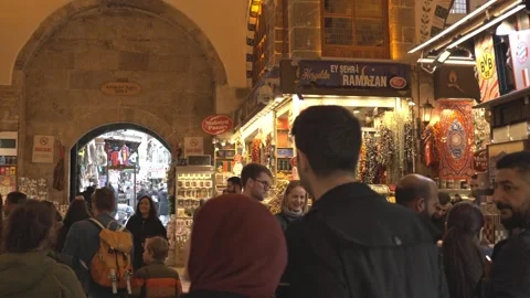4K Cinematic Istanbul Spice Bazaar (Mısır Çarşısı) Interior Stock Footage 333486841