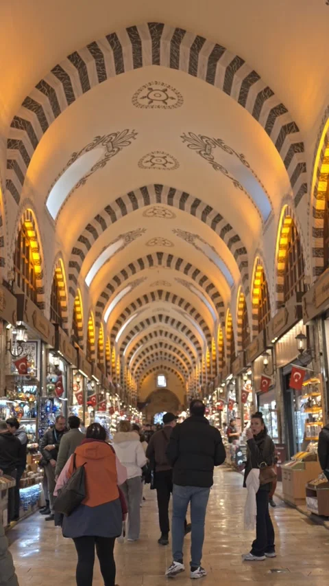 4K Cinematic Istanbul Spice Bazaar (Mısır Çarşısı) Interior Stock Footage 333486864