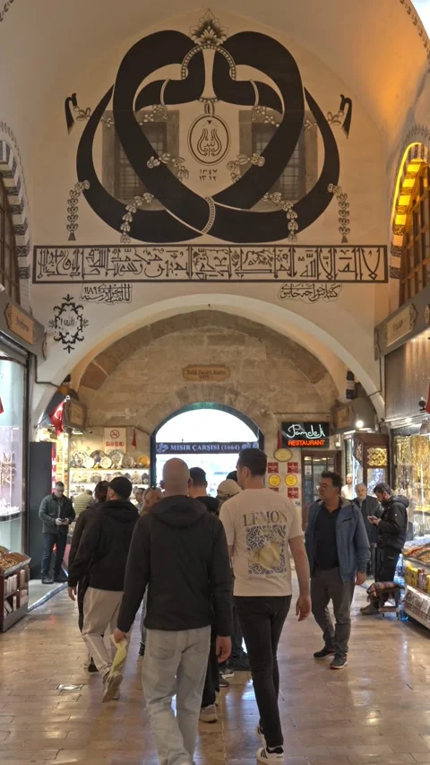 4K Cinematic Istanbul Spice Bazaar (Mısır Çarşısı) Interior Stock Footage 333486868
