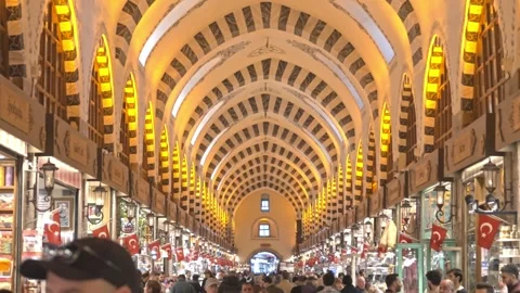 4K Cinematic Istanbul Spice Bazaar (Mısır Çarşısı) Interior Stock Footage 333486882