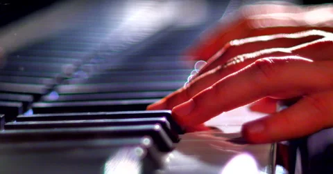 4K Cinematic Macro Shot of Talented Performance Musician Playing Grand Piano Stock Footage 47144890