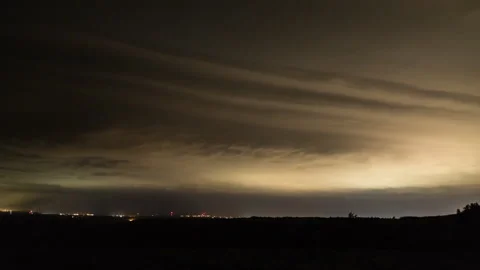 4K Cinematic Shelf Cloud Over City Lightning Storm Timelapse - Prores Stock Footage 317908543