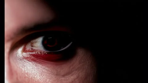 4K Cinematic Shot Of Red Evil Eye, Extreme Macro Close Up Reveal Video stock 278542851
