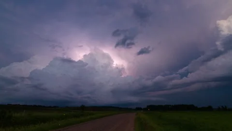 4K Cinematic Supercell Lightning Storm At Twilight Timelapse - Prores Video stock 317855516
