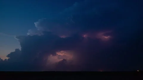 4K Cinematic Supercell Lightning Storm Timelapse - Long-duration, Prores Stock Footage 317952726