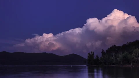 4K Cinematic Supercell Lightning Storm Over Lake Timelapse - Prores Stock Footage 319858331