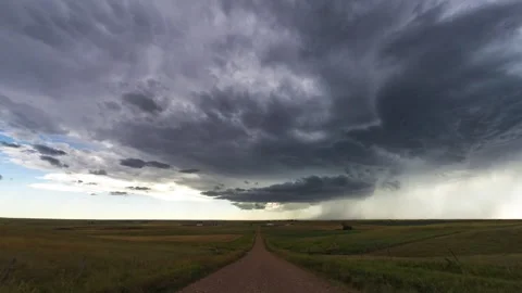 4K Cinematic Supercell Storm Developing Over Road Timelapse - Prores Stock Footage 319859108