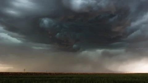 4K Cinematic Supercell Stormy Sky Overhead Timelapse - Long-duration, Prores Stock Footage 319858820