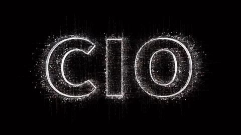 4k CIO word cloud,chief information officer,binary computer code. 库存影片 234840524