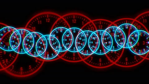 4k Circle figures time clocks busy wheels,trade finance channel,number space. 動画素材 93976302