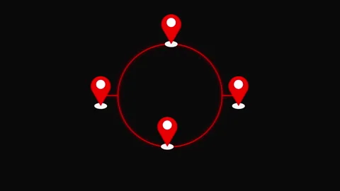 4K Circle Route with Map Pin on a black background. Stock Footage 344874232
