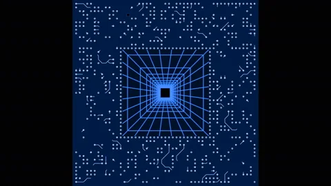 4k Circuit cpu board electron tunnel,electronic passage high-tech chip line. Video stock 88770145