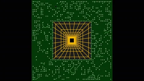 4k Circuit cpu board electron tunnel,electronic passage high-tech chip line. Video stock 88771741