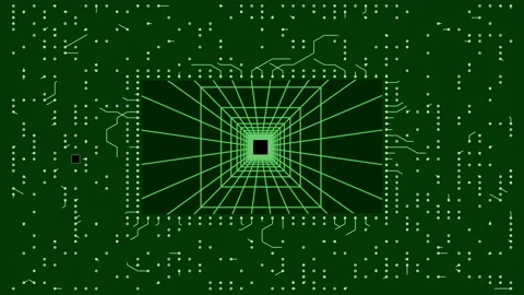 4k Circuit cpu board electron tunnel,electronic passage high-tech chip line. Video stock 88771809