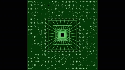 4k Circuit cpu board electron tunnel,electronic passage high-tech chip line. Video stock 88772870