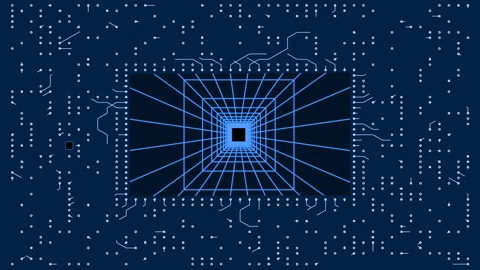4k Circuit cpu board electron tunnel,electronic passage high-tech chip line. Video stock 88773113