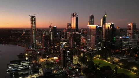 4k Circular Aerial Hyperlapse, Perth City Elizabeth Quay, Western Australia Stock Footage 227899189