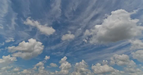 4K Cirrus and Cumulus Clouds Timelapse looking north Stock Footage 65237285