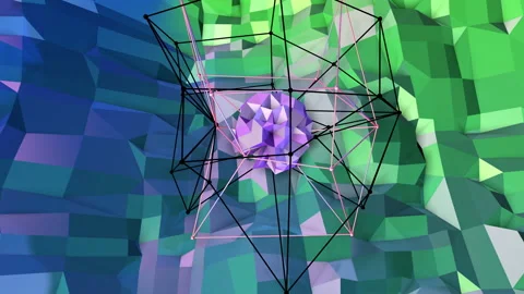 4k clean low poly animated background in loop. Seamless 3d animation in modern 動画素材 90154767