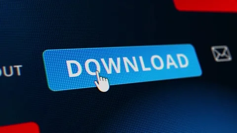 4k Clicking media button Mouse cursor clicking Download button on a computer Stock Footage 178378445