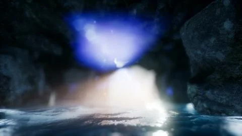 4K cliff cave entrance from inside Stock Illustration