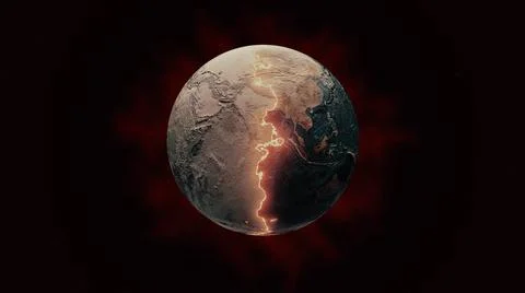 4K Climate change is burning the our world with red noise background Stock Illustration