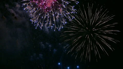 4K clip Beautiful Firework display Video stock 141170919