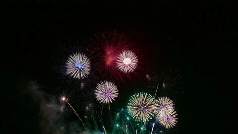 4K clip Beautiful Firework display Stock Footage 147308791