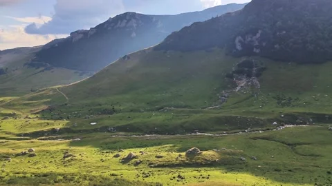 4k clip with Bucegi Mountains Видео 247958283