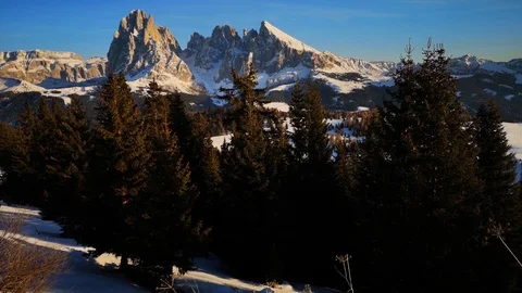 4k clip with Dolomites mountain range in winter season 스톡 동영상 119777157