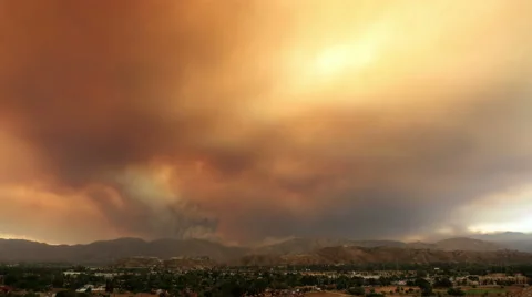 4k clip of massive Sand Fire in Los Angeles July 2016 Stock Footage