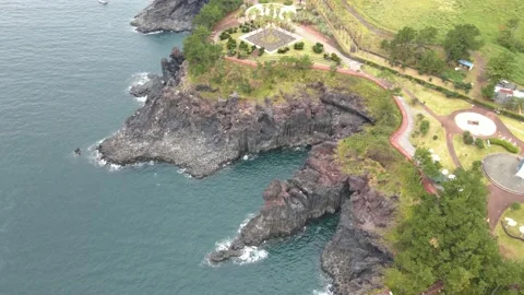 4K Clockwise Mid-range Aerial Shot of Jusangjeollidae cliffs at Midday. Stock Footage 143863579