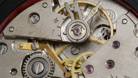 4K - Clockwork of mechanical watch Stock Footage 163995616