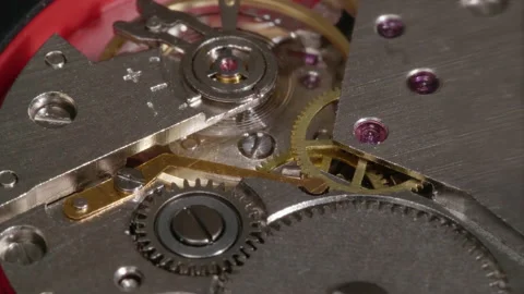 4K - Clockwork of mechanical watch. Timelapse Stock Footage 163995632
