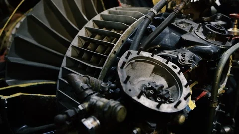 4K Close up Airplane Engine footage from a turboprop aircraft Stock Footage 113159349