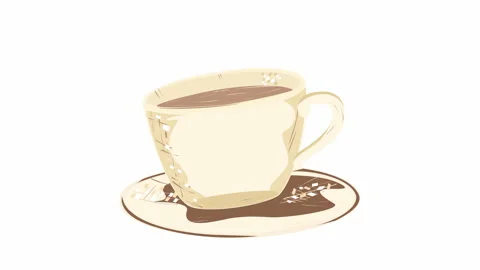 4k close up animation of cup of coffee animated cartoon icon on white background Stock Footage 137610573