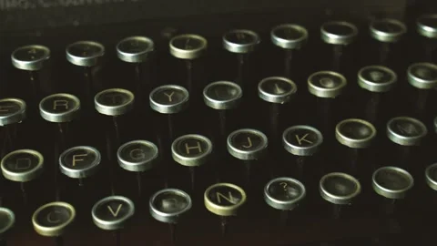4k Close up of an antique typewriter keyboard. gimbal shot, pan movement Stock-Footage 149348056