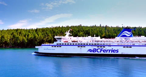 4K Close Up of BC Ferry Passenger Ship, Gulf Islands, Vancouver Victoria BC Stock Footage 61388640