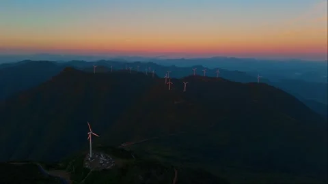 4K Close Up Of Beautiful Windmill Turbines，Recorded in China in July 2024 Stock Footage 282970223