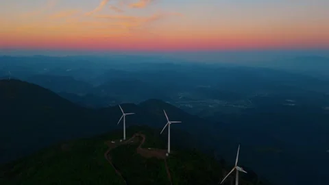 4K Close Up Of Beautiful Windmill Turbines，Recorded in China in July 2024 Stock Footage 282970242