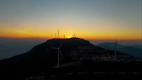 4K Close Up Of Beautiful Windmill Turbines，Recorded in China in July 2024 Stock Footage 282970339