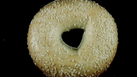 4k Close-up Bug Eye View Inside Bagel Bread Hole Stock Footage 106959583