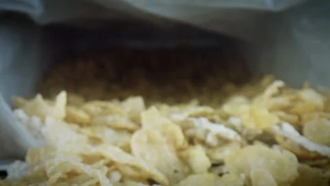 4k Close-up Bug Eye View Inside a Box with Flakes Cereals  Stock Footage 106964177