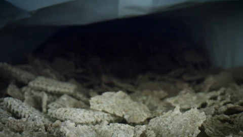 4k Close-up Bug Eye View Inside Bran Flakes Cereals Box  Stock Footage 106964279