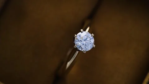 4K Close-up of Classic Six-Prong Solitaire Diamond Engagement Ring Stock Footage 328536206
