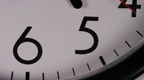 4K Close up of a clock face at 5pm Stock Footage 66555869