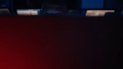 4K Close up computer hacker trying to break a code on computer system 스톡 동영상 73381171