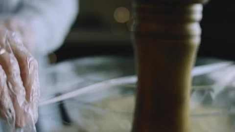 4K Close Detail of Thick Gingerbread Mixture Being Combined Stock Footage 342113293
