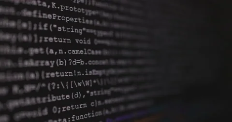 4K Close up dolly shot programming tag coding on PC Monitor. Background conce Video stock 153954084
