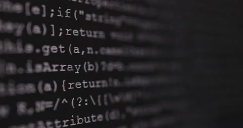 4K Close up dolly shot programming tag coding on PC Monitor. Background conce Video stock 153954093